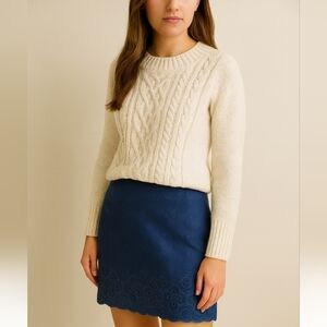 Vineyard Vines Navy Lace Hem Mini Skirt Embroidery Preppy Coastal